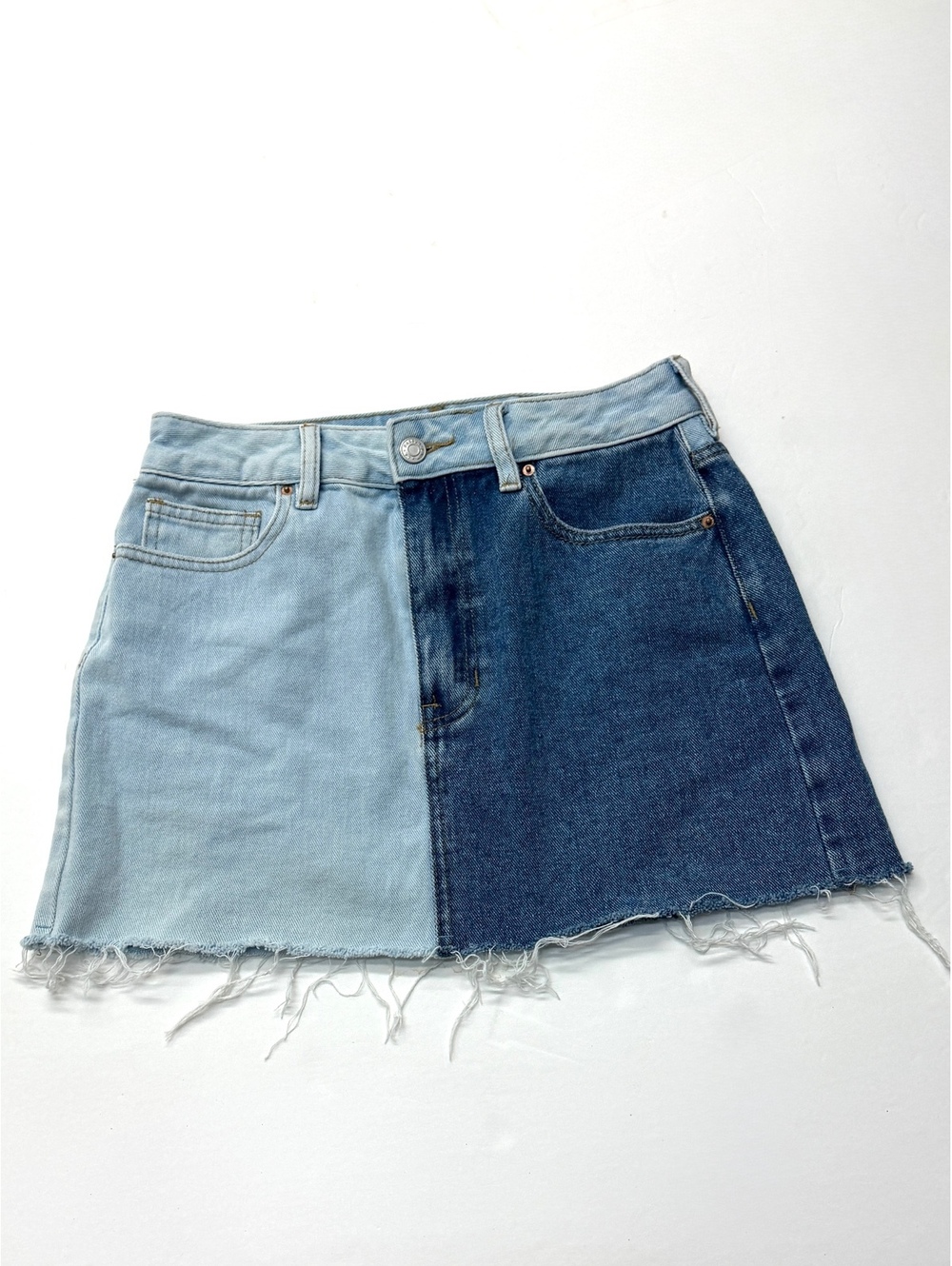 PacSun Two Tone Patchwork Denim Jean Mini Skirt Size 26